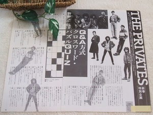 レア? ◆35年前◇レトロ◆ THE PRIVATES/ザ プライベーツ/延原達治*ステキな切り抜き♪