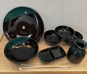瑞陶　緑彩　天ぷら料理揃　6種10点セット 器麗　KIREI 新品未使用品