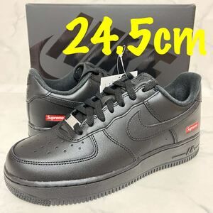 ★送料無料★【新品 完売モデル】24.5cm Supreme × Nike Air Force 1 Low Blackシュプリーム × ナイキ エアフォース1 ロー ブラック黒