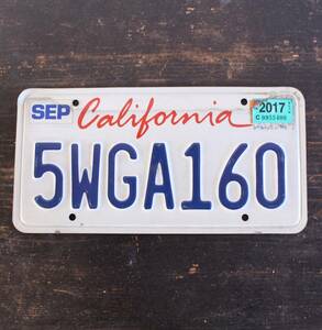 【クリックポスト 送料無料】* カリフォルニア ナンバープレート 2017年 ライセンスプレート カープレート CALIFORNIA 「5WGA160」 4