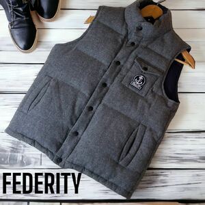 美品　希少モデル　FEDELITYウールダウンリバーシブルベスト　グレー　M