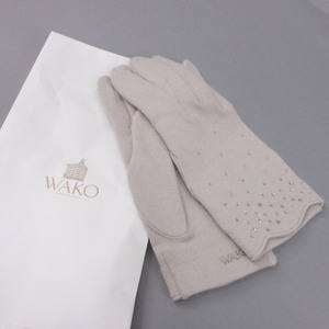  new goods unused WAKO gloves glove lady's beige group biju- Logo 