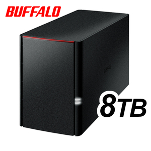 送料無料●美品●BUFFALO　8TB　NAS　ネットワーク対応ハードディスク　LS220D0802G 4TB×2台HDD/2ベイ/RAID/DLNAサーバー/DTCP-IP機能搭載