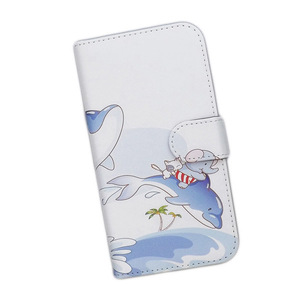 iPhone15 Pro Max　スマホケース 手帳型 プリントケース イルカ ゾウ キツネ 猫 ヒヨコ 海 マリン