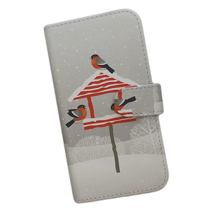 iPhone15 Plus　スマホケース 手帳型 プリントケース 鳥 雪 風景