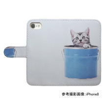 iPhone15 Pro Max　スマホケース 手帳型 プリントケース ネコ 子猫 アメリカンショートヘア バケツ かわいい_画像2