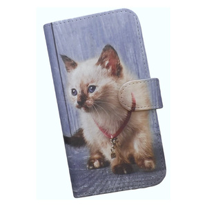 iPhone15 Plus　スマホケース 手帳型 プリントケース ネコ 子猫 ウッド かわいい