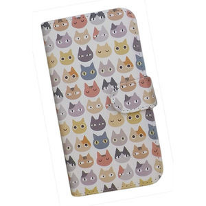 iPhone15 Pro Max　スマホケース 手帳型 プリントケース 猫 動物 パターン画 ねこ かわいい
