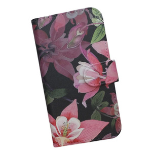 iPhone15 Plus　スマホケース 手帳型 プリントケース 花 花柄 西洋オダマキ アキレギア