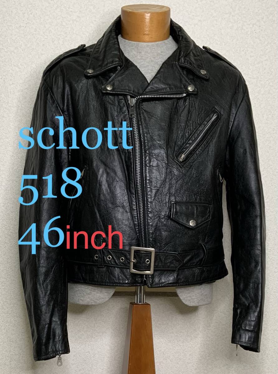 良品③schott 618【38】米国製 ダブルライダース ショット牛革ジャン