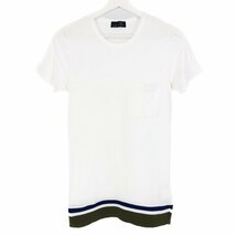 リスマットバイワイズ RISMAT by Y’s リブ切替ポケットTシャツ 裾配色 カットソー 半袖 サイズ2 M相当 ホワイト_画像1