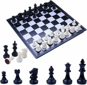  chess set folding magnet type storage convenience carrying easy to do black . white. piece 25×25