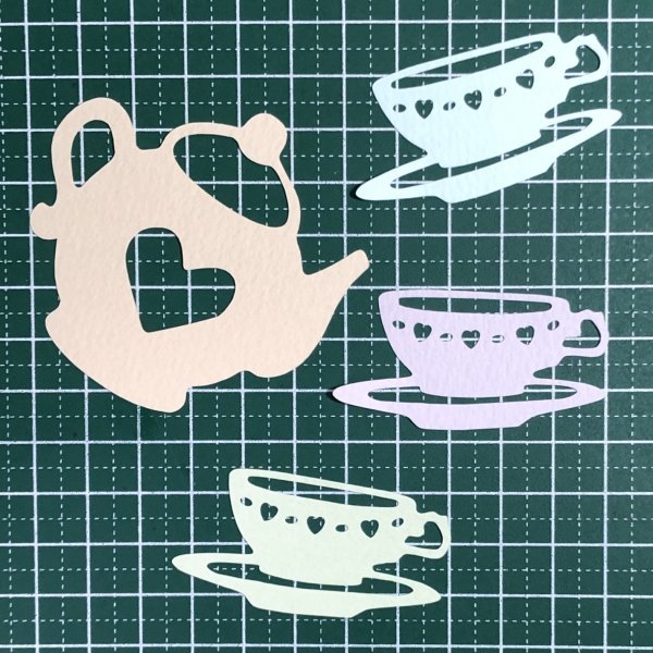 (957C) Tea set [2 sets]★Cut [2], hand craft, handicraft, paper craft, scrapbooking
