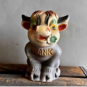 【USA vintage】40s Carnival Chalkware The Bull コインバンク　置物　インテリア　コレクション　アメリカ　ビンテージ