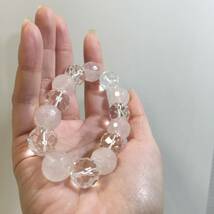 ○【パワーストーン】ローズクォーツ/水晶 ブレスレット アクセサリーハンドメイド 天然石数珠 お守り 恋愛成就 守護石(NF231019)515-16-⑪_画像3