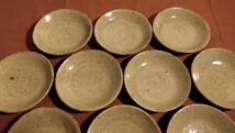 越前焼　豆皿　菓子皿　緑釉　作家物　アンティーク越前焼　茶道具　１０客_画像4