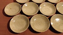 越前焼　豆皿　菓子皿　緑釉　作家物　アンティーク越前焼　茶道具　１０客_画像2