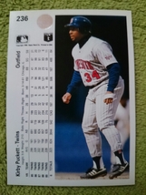 ★KIRBY PUCKETT UPPER DECK 1990 #236 MLB カービー パケット MINNESOTA TWINS ミネソタ ツインズ UD HOF_画像2