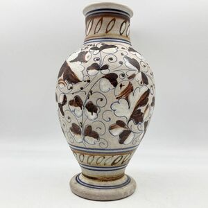 花瓶 フラワーベース 花器 陶器製 つぼ型 アンティーク インテリア