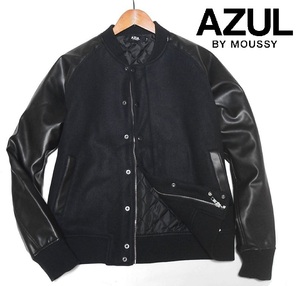 新品! アズールバイマウジー ブラック スタジアムジャンパー ジャケット (M) 送料1000円☆AZUL BY MOUSSY メンズ ブルゾン 防寒 秋冬 黒 ★