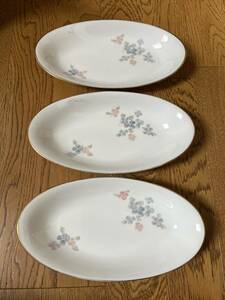 ◆Noritake ノリタケ 花柄楕円器　3枚セット　皿