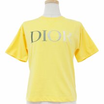 美品 Dior ディオール カットソー Tシャツ トップス イエロー 8(KIDSサイズ) プルオーバー 半袖 ロゴ 刺繍 コットン ブランド ロゴT_画像1