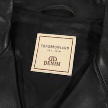 DENIM デニム ジャケット サイズ:44 TOMORROWLAND トゥモローランド 別注 ラムレザー ダブル ライダース ジャケット 羊革 ブラック_画像3