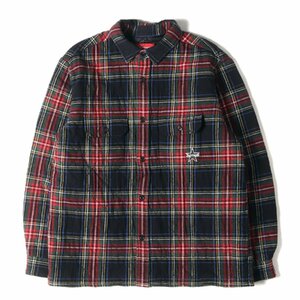 美品 Supreme シュプリーム シャツ サイズ:S 21AW スター 刺繍 キルティング チェック ネル 長袖 シャツ Quilted Plaid Flannel Shirt