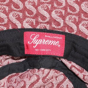 Supreme シュプリーム ハット サイズ:S/M 21AW S モノグラム デニム クラッシャー ハット Monogram Denim Crusher バケット レッド 赤の画像4