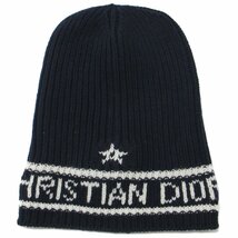 Christian Dior クリスチャンディオール ニット帽 帽子 ニットキャップ ネイビー ホワイト ロゴ 31NOE714IXGH ウール カシミヤ ビーニー_画像4