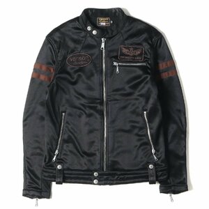 VANSON バンソン ジャケット サイズ:M クロスボーン スカル ジャージ シングル ライダース ジャケット ブラック ブラウン 黒 アウター