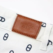 HERMES エルメス スカート ミニスカート サイズ:38(M) ホワイト 白 シェーヌダンクル プリント 23春夏 ホワイト ネイビー イタリア製_画像5