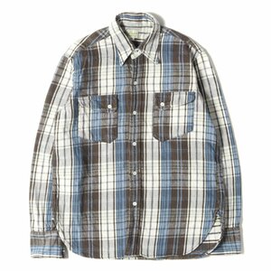 WAREHOUSE ウエアハウス シャツ サイズ:38(M) ウエスタン チェック フランネル 長袖 シャツ FLANNEL WESTERN SHIRTS 19AW ブルー ブラウン