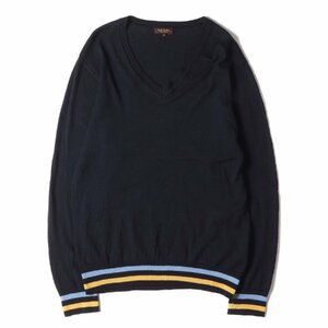 Paul Smith Paul Smith knitted size :M rib line V neck high gauge wool knitted sweater 224286 K1196 pull over navy 