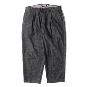 美品 NEIGHBORHOOD ネイバーフッド パンツ サイズ:L 20AW ワイドテーパード 1タック デニム パンツ TUCK-D / C-PT ブラック 黒 ボトムス