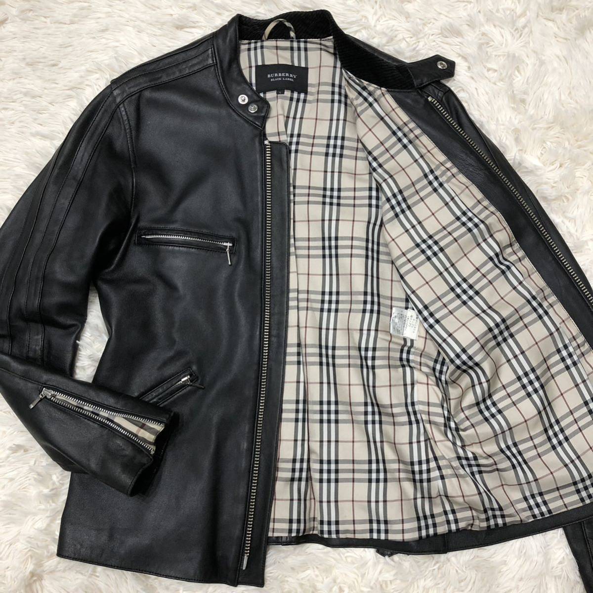 Yahoo!オークション -「burberry black label レザーライダース」の