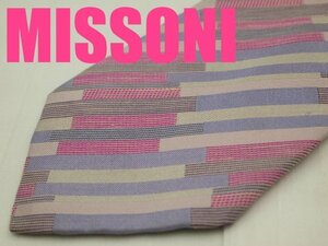 OA 668 【期間限定お試し】 ミッソーニ MISSONI ネクタイ 紫色系 ストライプ柄 ジャガード