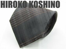 OA 948 ヒロココシノ HIROKO KOSHINO ネクタイ 黒色系 チェック柄 ジャガード_画像1
