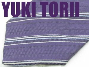 OB 043 ユキトリイ YUKI TORII ネクタイ 紫色系 ストライプ柄 ジャガード