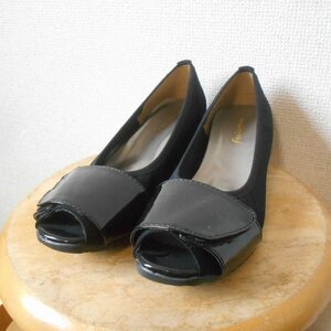 Fericoeur pumps 23 EEE black lady's black open tu