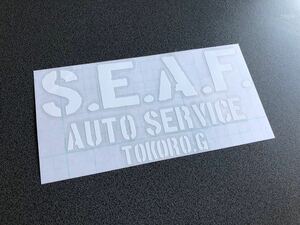 送料無料♪ S.E.A.F. TOKORO ステンシル ステッカー 白色 US アメ車 旧車 トラック 世田谷ベース ハーレー カブ