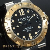 【超美品 18YGゴールドベゼル】BVLGARI ブルガリ ディアゴノスクーパ YG SS ラバー Ref.SD38SG オートマ メンズ 腕時計「21848」_画像2