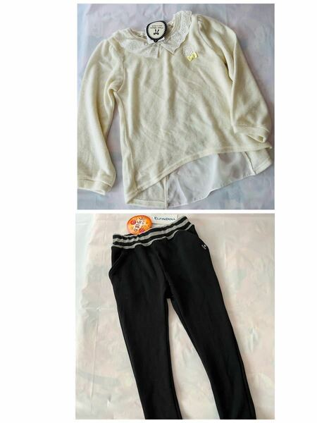 新品◆カットソー パンツ 120◆セーター ワンピース ズボン あったか 女の子 スウェットパンツ