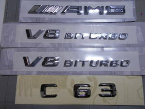  ★★社外品 ２０１４モデル ＡＭＧ＋Ｖ８ＢＩＴＵＲＢＯ×２＋Ｃ６３（Ｃスチール） エンブレム（品質良品）Ｃクラス ベンツ用⑩★