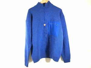 patagonia パタゴニア 90’ｓ ウールハーフジップニット セーター サイズＭ 長袖 ウール100% ブルー メンズ ユーズド