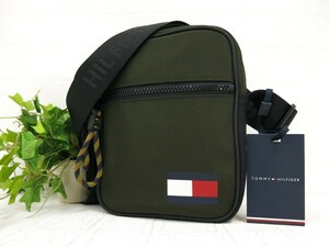 TOMMY HILFIGER トミー ヒルフィガー◆メンズ◆ナイロンキャンバス◆ミニ ショルダー バッグ◆カーキ ブラック◆未使用品◆斜め掛け◆N6564