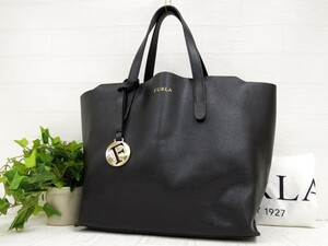 FURLA フルラ◆サリー◆サフィアーノ レザー 本革◆ハンド トート バッグ◆ブラック ゴールド金具◆超美品◆腕掛け◆N6602