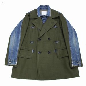 sacai サカイ 20AW Wool Melton Denim Coat ウール メルトン デニム コート 2 カーキ