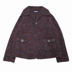 FUMIKA_UCHIDAfmi couch da21AW 3Mix Hand Crochet/DROP-SHOULDER JACKET knitted jacket 36 red gray series 