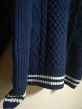 The DUFFER of ST.GEORGE SWITCHING KNIT：スウェット/アランニット 切替えデザインニット ネイビー 21AW サイズL 定価15,400円_画像9